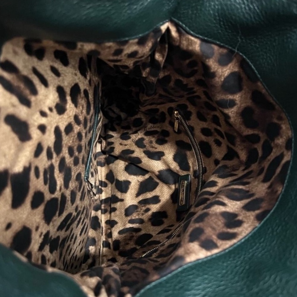Dolce & Gabbana Green Pebbled Leather Fold-Over Bag - Picture 10 of 15